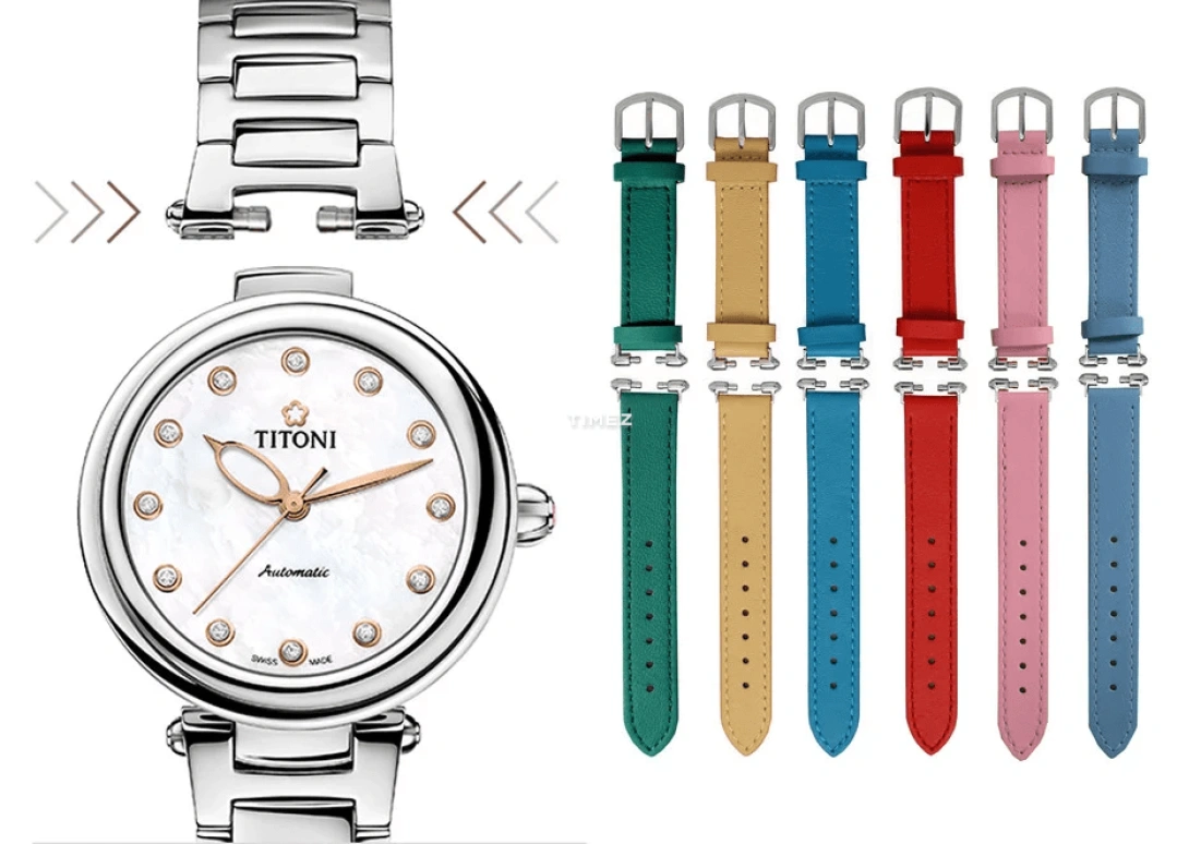 Titoni,MISS LOVELY 33.50mm,33.50mm,Stainless Steel,White,Automatic,Sapphire,Crystal Glass,Round,23978 SRG,23978 SRG-STR-622