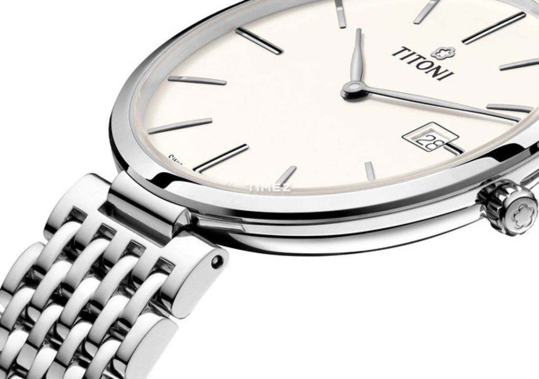 Titoni,SLENDERLINE 39mm,39mm,Stainless Steel,Silver,Automatic,Day,Sapphire,Crystal Glass,82718 S,82718 S-606