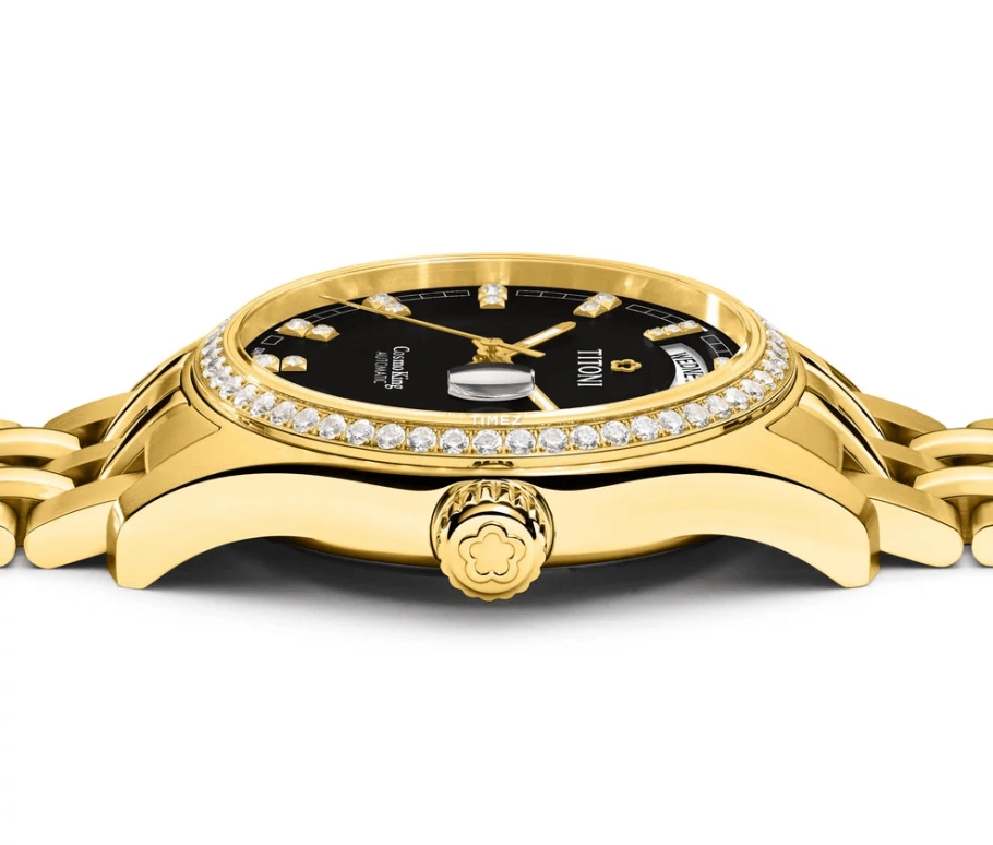 Titoni,COSMO 40mm,40mm,Yellow Gold,Black,Automatic,Date,Day,797 G,797 G-DB-543