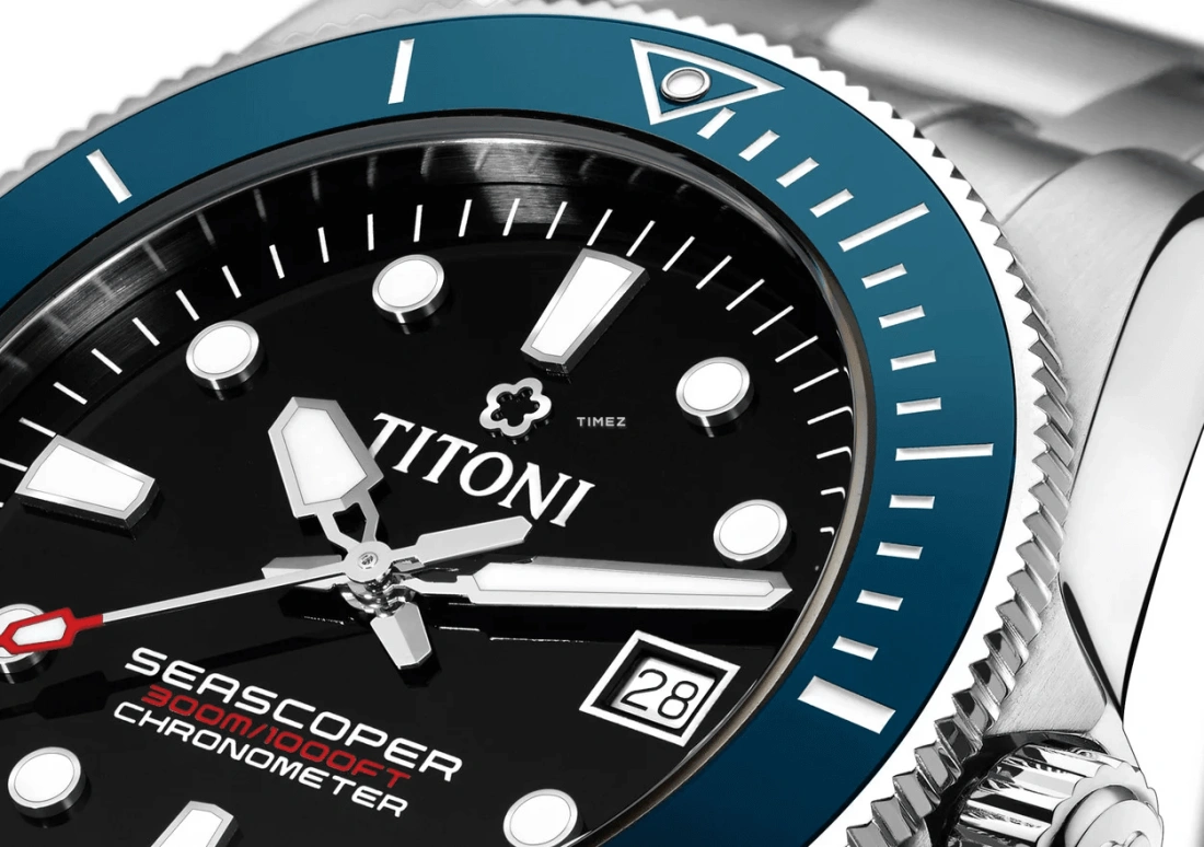Titoni,SEASCOPER 42mm,42mm,Stainless Steel,Black,Automatic,Day,Sapphire,Crystal Glass,83300 S,83300 S-BE-706