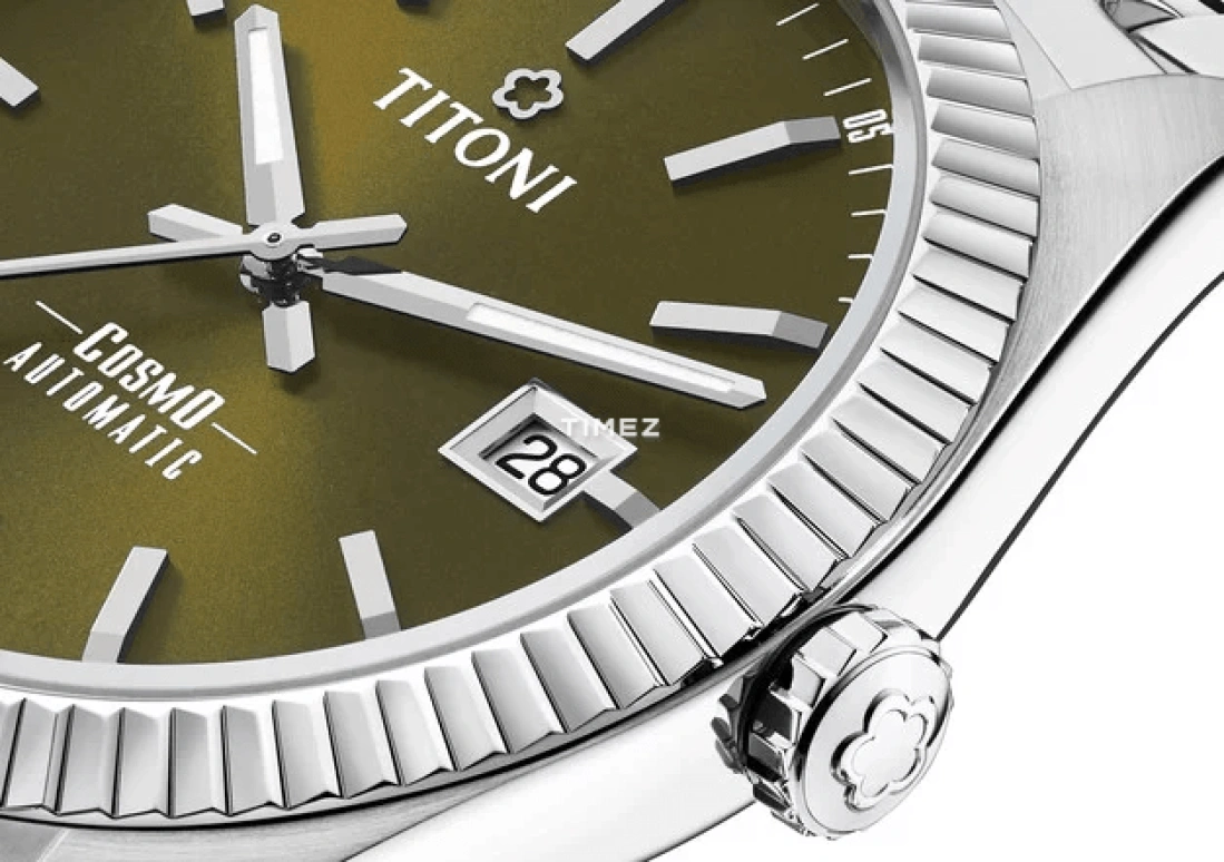 Titoni,COSMO 41mm,41mm,Stainless Steel,Green,Automatic,Day,Sapphire,Crystal Glass,879 S,879 S-660