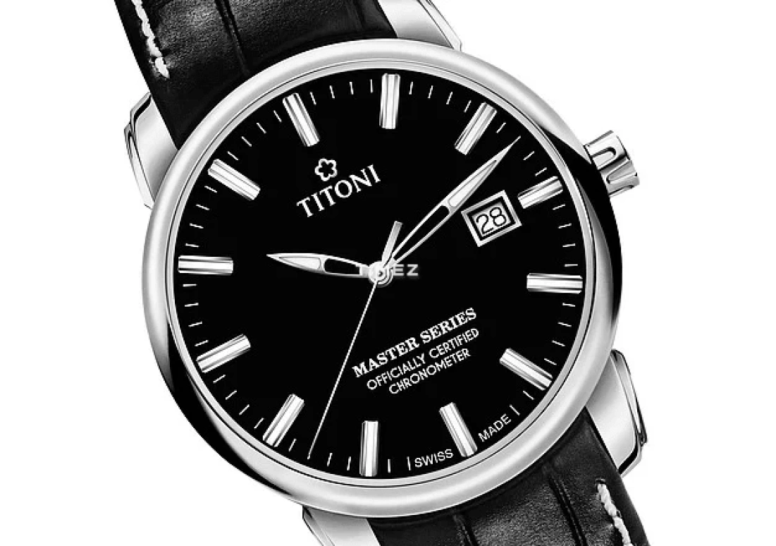 Titoni,MASTER 41mm,41mm,Stainless Steel,Black,Automatic,Day,Sapphire,Glass,83188 S,83188 S-ST-577