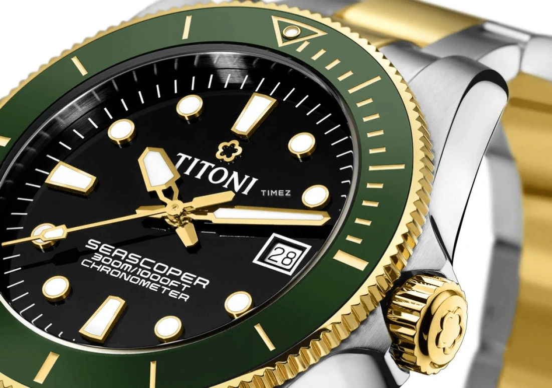 Titoni,SEASCOPER 42mm,42mm,Stainless Steel,Ceramic,Black,Automatic,Day,38hours,83300 SY,83300 SY-GN-248