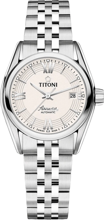 Titoni,AIRMASTER 27mm,27mm,Stainless Steel,Silver,Automatic,Day,Sapphire,Crystal Glass,23909 S,23909 S-342
