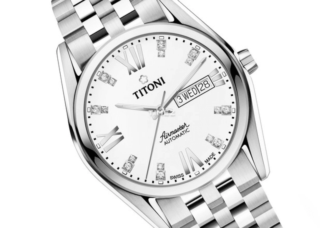 Titoni,AIRMASTER 40mm,40mm,Stainless Steel,White,Automatic,Date,Day,93709 S,93709 S-385