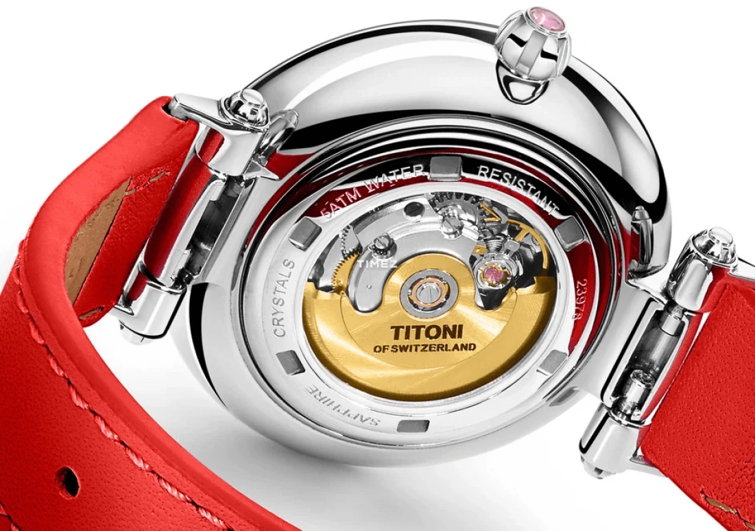 Titoni,MISS LOVELY 33.50mm,33.50mm,Stainless Steel,White,Automatic,Sapphire,Crystal Glass,Round,23978 S,23978 S-STR-622