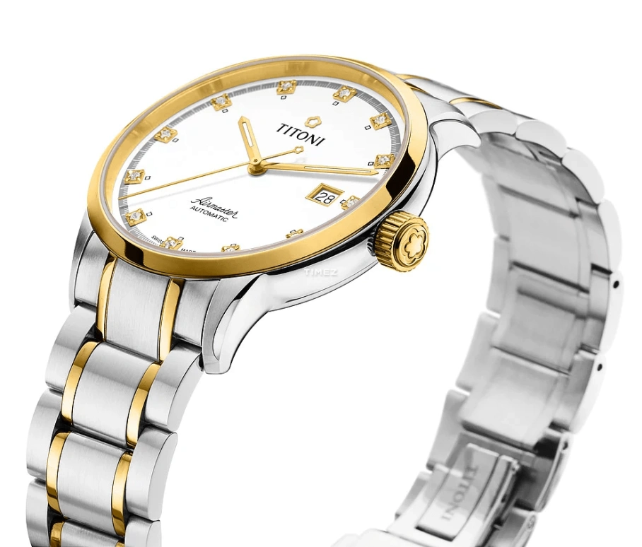 Titoni,AIRMASTER 40mm,40mm,Stainless Steel,White,Automatic,Day,Sapphire,Crystal Glass,83733 SY,83733 SY-556