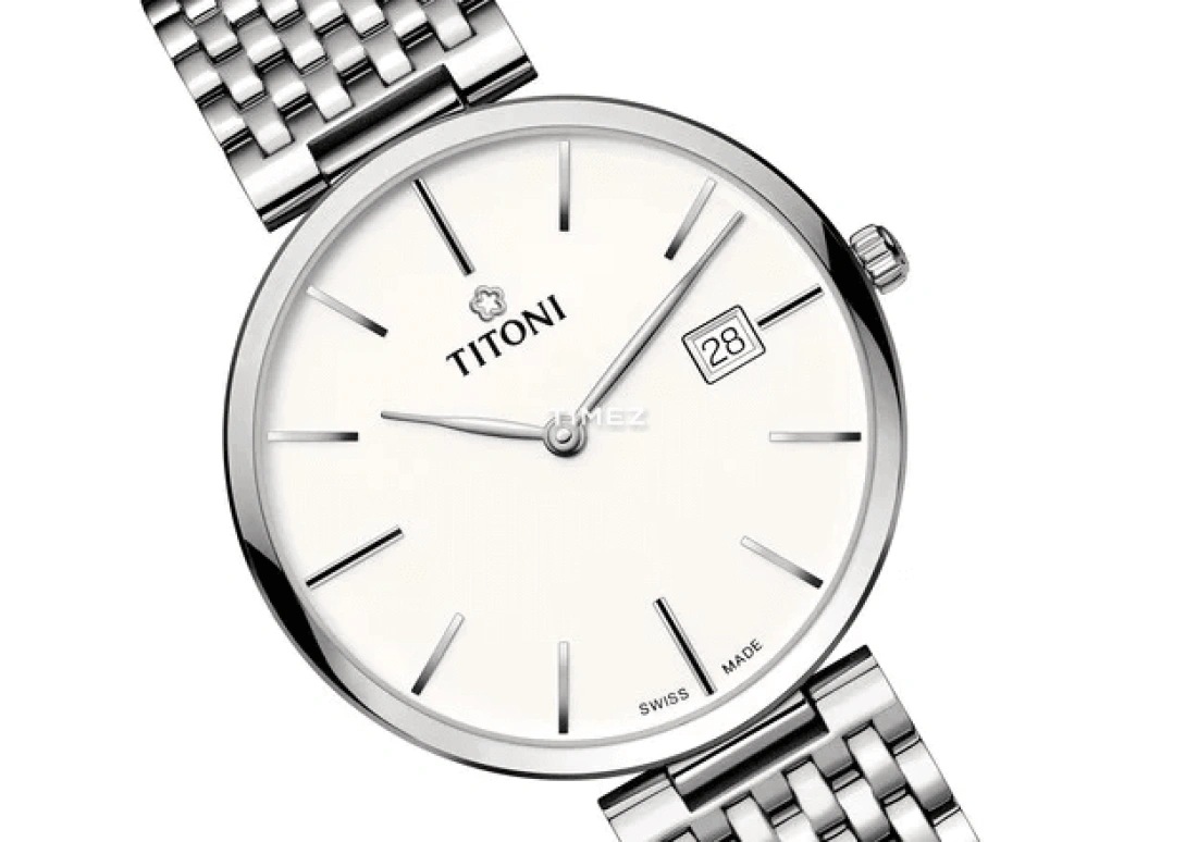 Titoni,SLENDERLINE 39mm,39mm,Stainless Steel,Silver,Automatic,Day,Sapphire,Crystal Glass,82718 S,82718 S-606