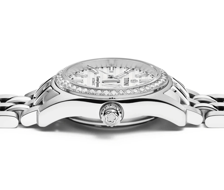 Titoni,COSMO 27mm,27mm,Stainless Steel,Silver,Automatic,Day,Sapphire,Crystal Glass,729 S,729 S-DB-695