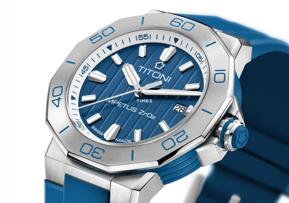 Titoni,IMPETUS 43mm,43mm,Stainless Steel,Ceramic,Blue,Automatic,Day,42hours,83765 S,83765 S-FF-709