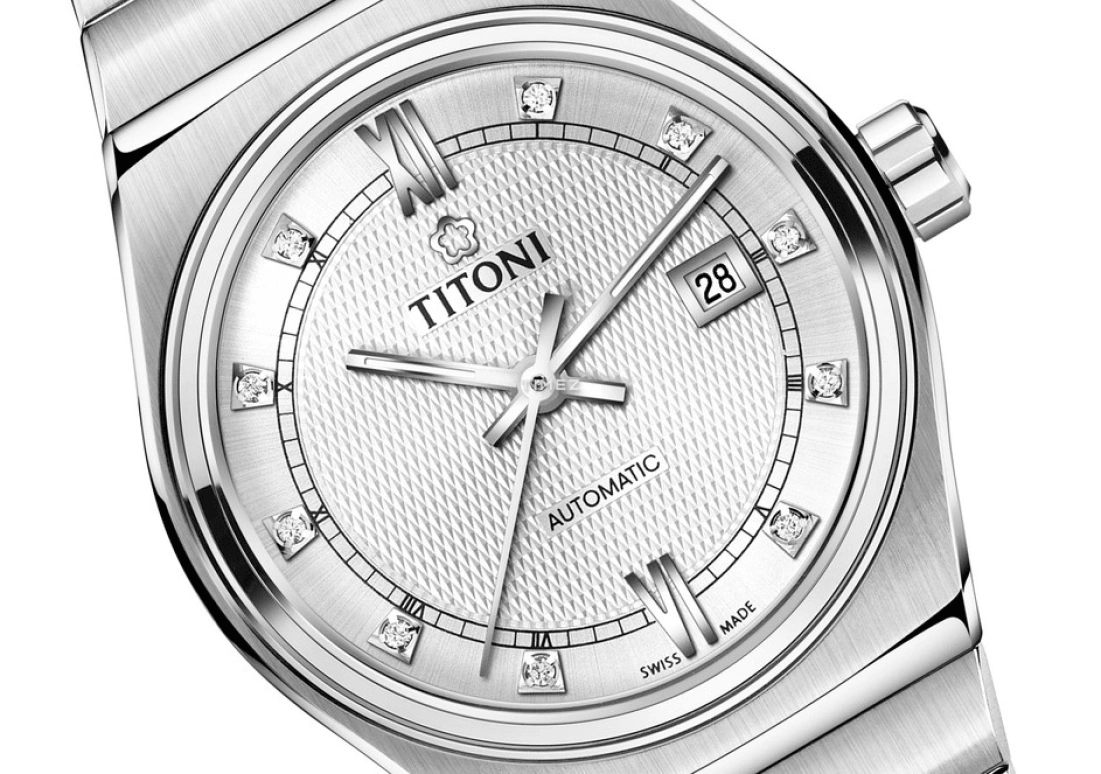 Titoni,IMPETUS 28.50mm,28.50mm,Stainless Steel,Silver,Automatic,Day,Sapphire,Crystal Glass,23751 S,23751 S-629