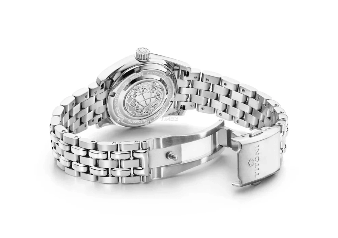 Titoni,COSMO 27mm,27mm,Stainless Steel,Silver,Automatic,Day,Sapphire,Crystal Glass,729 S,729 S-DB-695