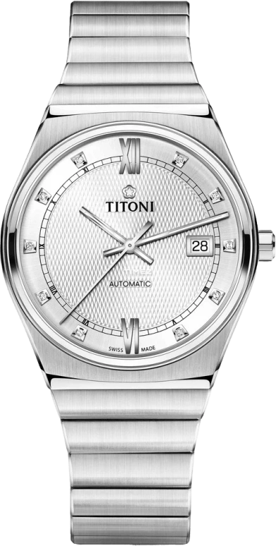 Titoni,IMPETUS 39.50mm,39.50mm,Stainless Steel,Silver,Automatic,Day,Sapphire,Crystal Glass,83751 S,83751 S-629