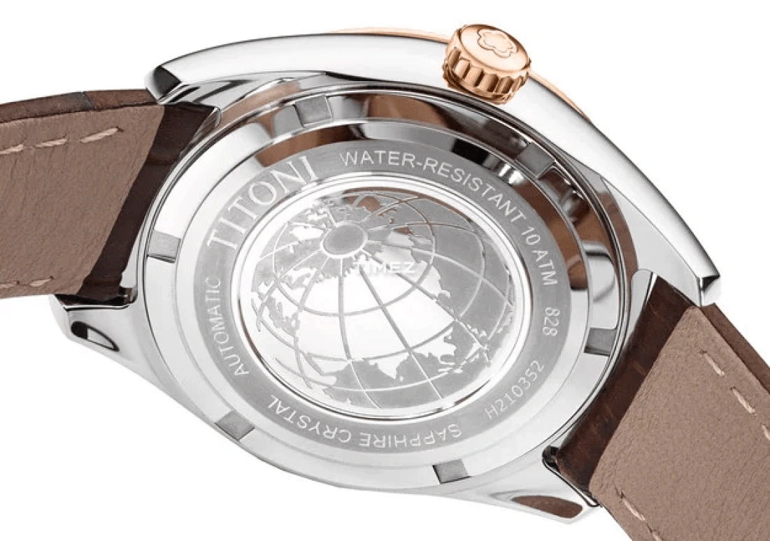 Titoni,COSMO 33.50mm,33.50mm,Stainless Steel,White,Automatic,Day,Sapphire,Crystal Glass,828 SRG,828 SRG-ST-652