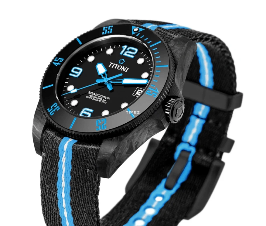 Titoni,SEASCOPER 42mm,42mm,Carbon,Ceramic,Black,Automatic,Day,Sapphire,Crystal Glass,83600 CBL,83600 CBL-T3-256