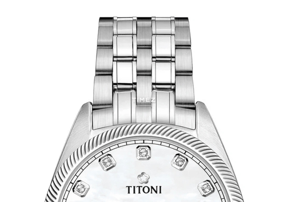 Titoni,COSMO 30mm,30mm,Stainless Steel,White,Automatic,Day,Sapphire,Crystal Glass,818 S,818 S-622