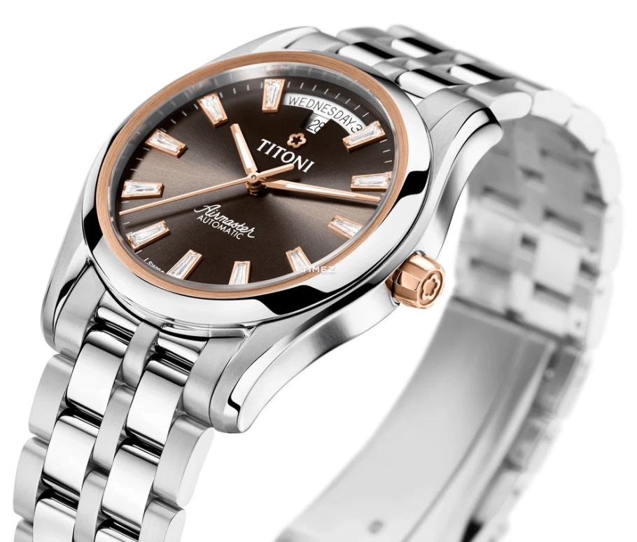 Titoni,AIRMASTER 39mm,39mm,Stainless Steel,Brown,Automatic,Date,Day,93808 SRG,93808 SRG-618