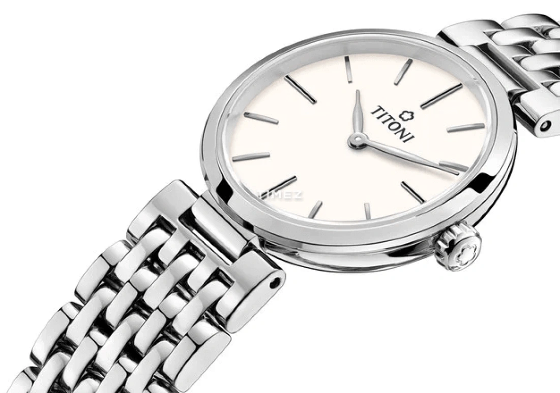 Titoni,SLENDERLINE 25.50mm,25.50mm,Stainless Steel,Silver,Quartz,Sapphire,Crystal Glass,Round,TQ 42718 S,TQ 42718 S-606