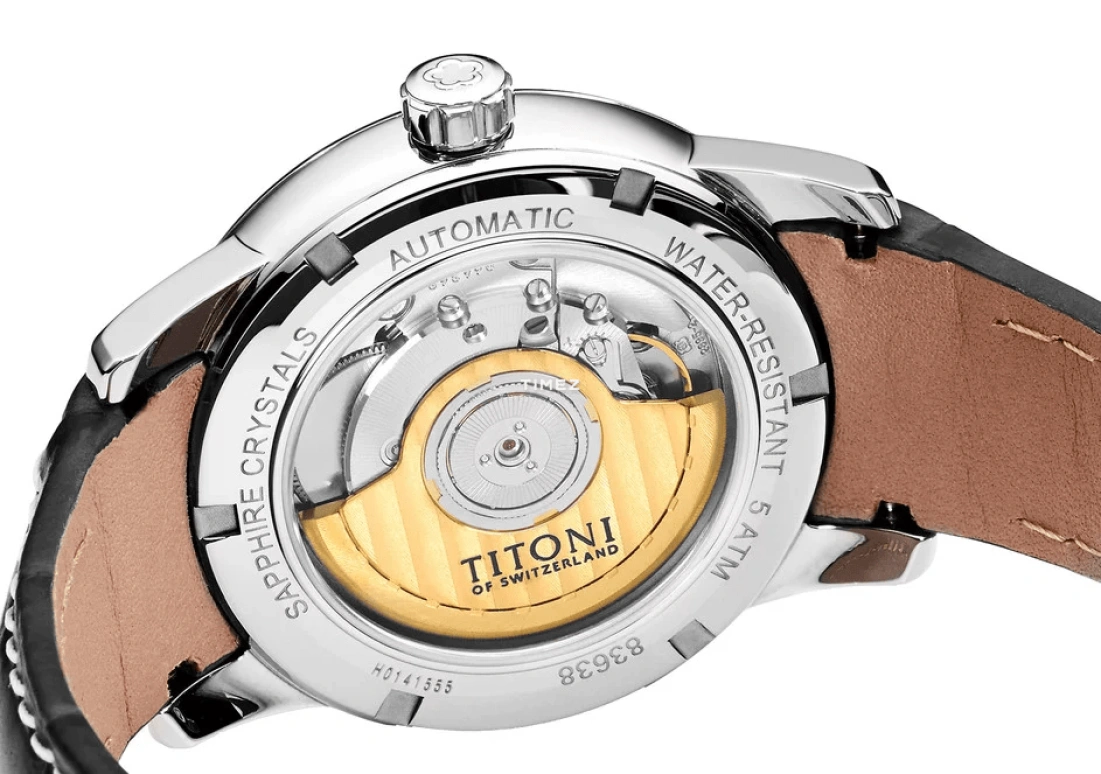 Titoni,SPACE STAR 40mm,40mm,Stainless Steel,Silver,Automatic,Day,Sapphire,Crystal Glass,83638 S,83638 S-ST-608