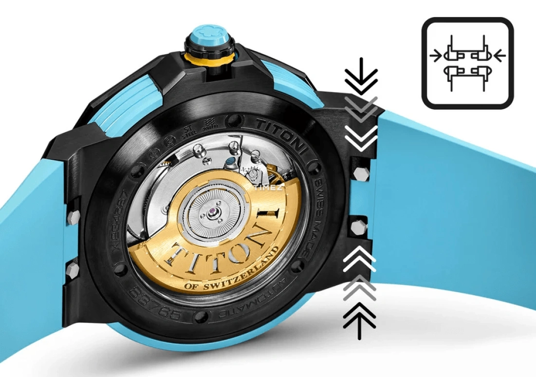 Titoni,IMPETUS 43mm,43mm,Ceramic,Stainless Steel,Blue,Automatic,Day,42hours,83765 B,83765 B-AO-707