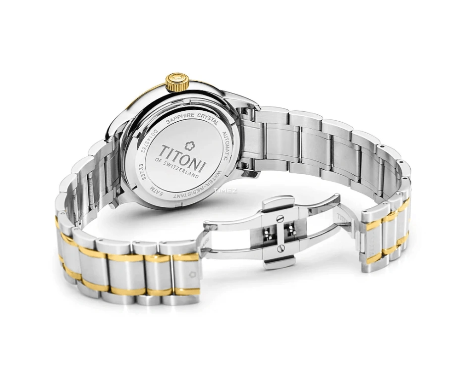 Titoni,AIRMASTER 40mm,40mm,Stainless Steel,Champagne,Automatic,Day,Sapphire,Crystal Glass,83733 SY,83733 SY-651