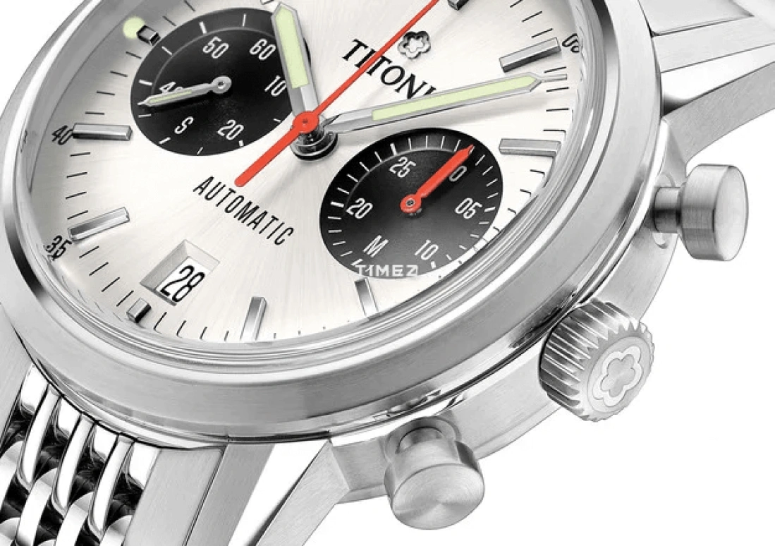 Titoni,HERITAGE 41mm,41mm,Stainless Steel,White,Automatic,Chronograph,Day,94020 S,94020 S-680