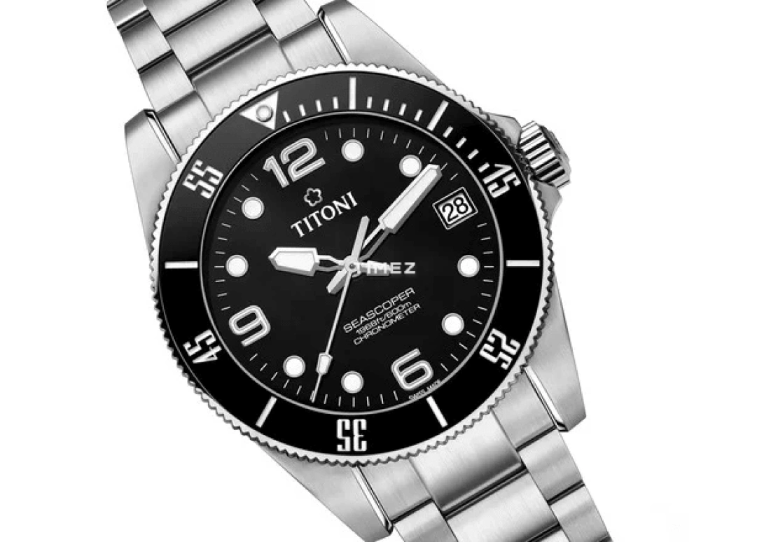 Titoni,SEASCOPER 42mm,42mm,Stainless Steel,Ceramic,Black,Automatic,Day,Sapphire,Crystal Glass,83600 S,83600 S-BK-256