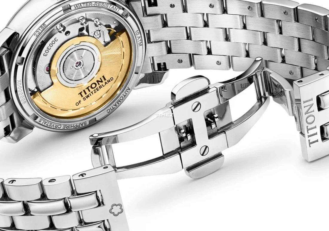 Titoni,MASTER 34mm,34mm,Stainless Steel,White,Automatic,Day,Sapphire,Crystal Glass,23188 S,23188 S-602