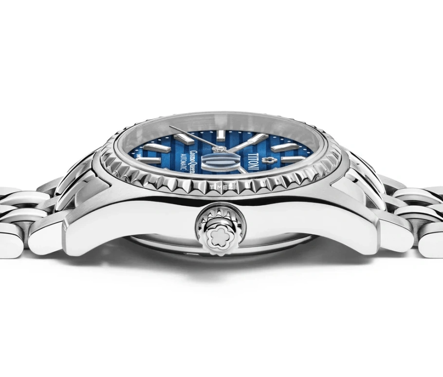 Titoni,COSMO 27mm,27mm,Stainless Steel,Blue,Automatic,Day,Sapphire,Crystal Glass,729 S,729 S-696
