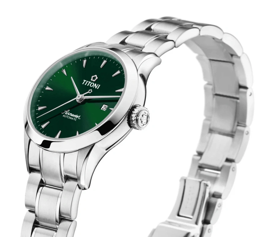 Titoni,AIRMASTER 29mm,29mm,Stainless Steel,Green,Automatic,Day,Sapphire,Crystal Glass,23733 S,23733 S-673
