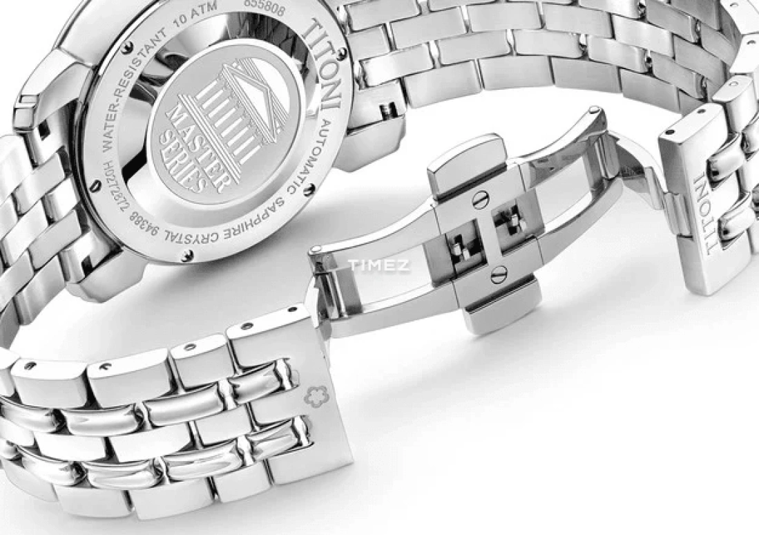 Titoni,MASTER 41mm,41mm,Stainless Steel,Silver,Automatic,Day,Power Reserve Indicator,94388 S,94388 S-578