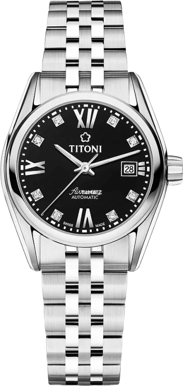Titoni,AIRMASTER 27mm,27mm,Stainless Steel,Black,Automatic,Day,Sapphire,Crystal Glass,23909 S,23909 S-354