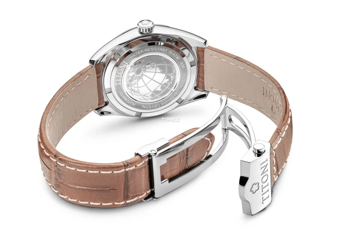 Titoni,COSMO 33.50mm,33.50mm,Stainless Steel,White,Automatic,Day,Sapphire,Crystal Glass,828 S,828 S-ST-652