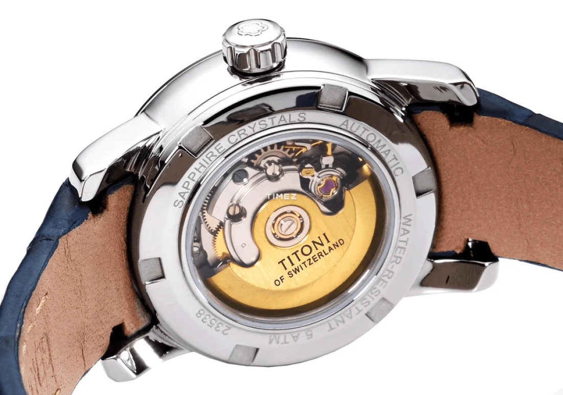 Titoni,SPACE STAR 28mm,28mm,Stainless Steel,Silver,Blue,Automatic,Day,Sapphire,Crystal Glass,23538 S,23538 S-ST-580