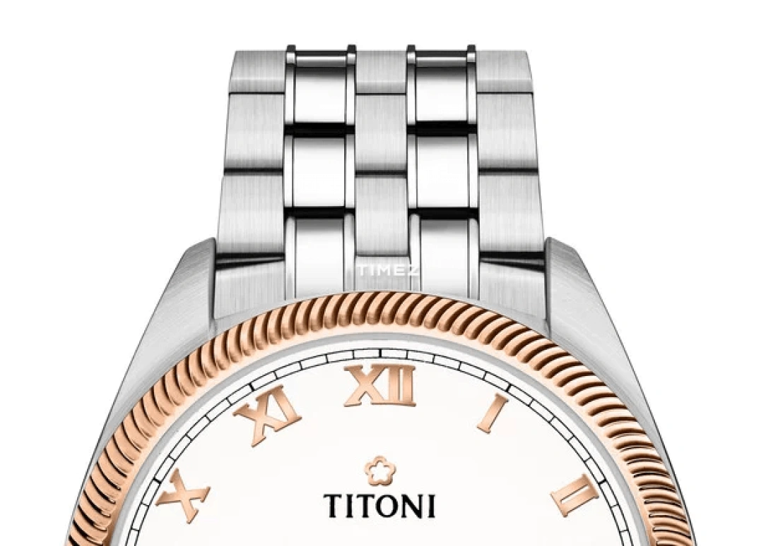 Titoni,COSMO 41mm,41mm,Stainless Steel,White,Automatic,Day,Sapphire,Crystal Glass,878 SRG,878 SRG-657