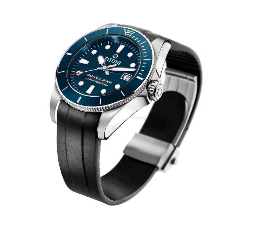 Titoni,SEASCOPER 42mm,42mm,Stainless Steel,Blue,Automatic,Day,Sapphire,Crystal Glass,83300 S,83300 S-BE-R-705