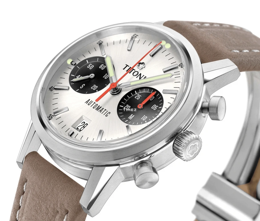 Titoni,HERITAGE 41mm,41mm,Stainless Steel,White,Automatic,Chronograph,Day,94020 S,94020 S-ST-680