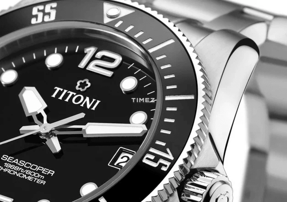 Titoni,SEASCOPER 42mm,42mm,Stainless Steel,Ceramic,Black,Automatic,Day,Sapphire,Crystal Glass,83600 S,83600 S-BK-256