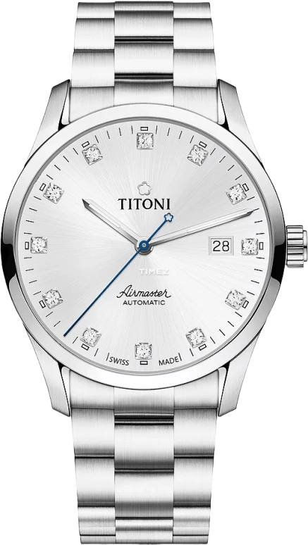 Titoni,AIRMASTER 39mm,39mm,Stainless Steel,Silver,Automatic,Day,Sapphire,Crystal Glass,83743 S,83743 S-581