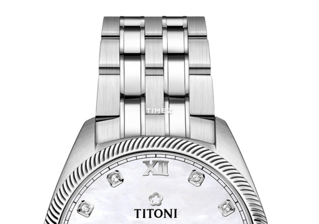 Titoni,COSMO 33.50mm,33.50mm,Stainless Steel,White,Automatic,Day,Sapphire,Crystal Glass,828 S,828 S-652