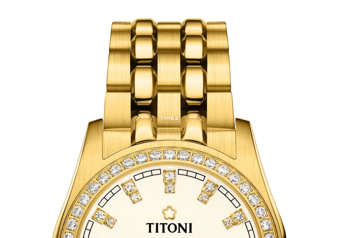 Titoni,COSMO 27mm,27mm,Yellow Gold,Silver,Automatic,Day,Sapphire,Crystal Glass,729 G,729 G-DB-541