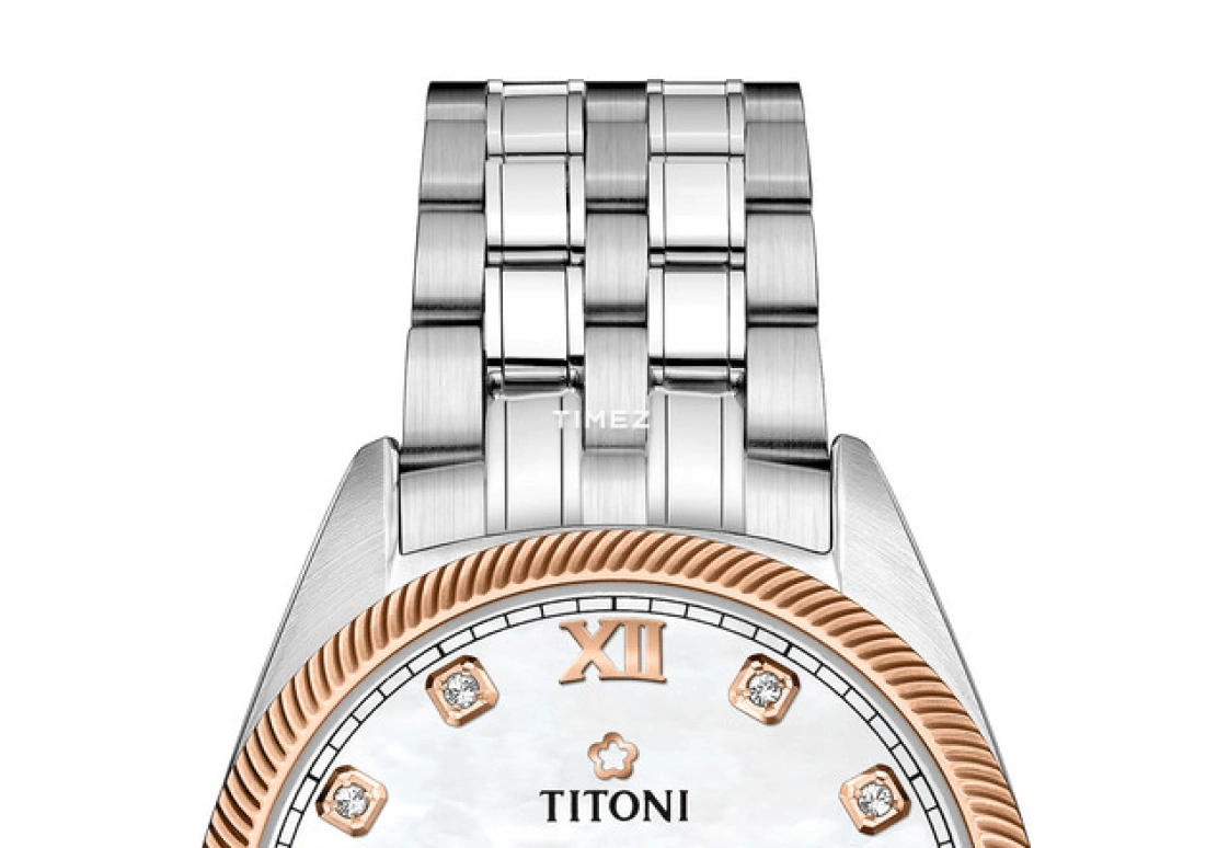 Titoni,COSMO 30mm,30mm,Stainless Steel,White,Automatic,Day,Sapphire,Crystal Glass,818 SRG,818 SRG-652