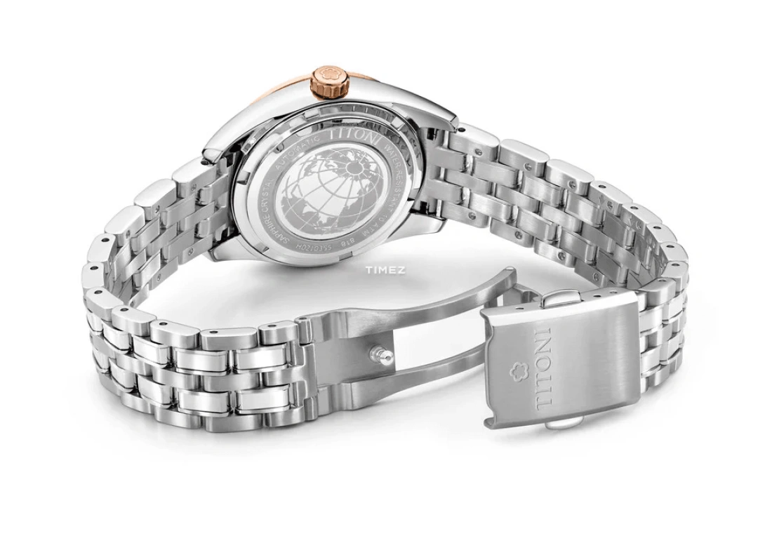 Titoni,COSMO 30mm,30mm,Stainless Steel,White,Automatic,Day,Sapphire,Crystal Glass,818 SRG,818 SRG-622