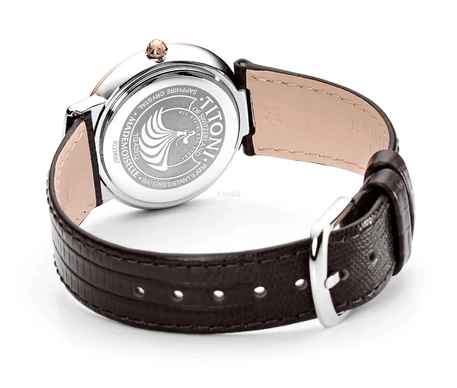 Titoni,MADEMOISELLE BY TITONI 32mm,32mm,Stainless Steel,Brown,Quartz,Sapphire,Crystal Glass,Round,TQ 42912 SRG,TQ 42912 SRG-ST-592