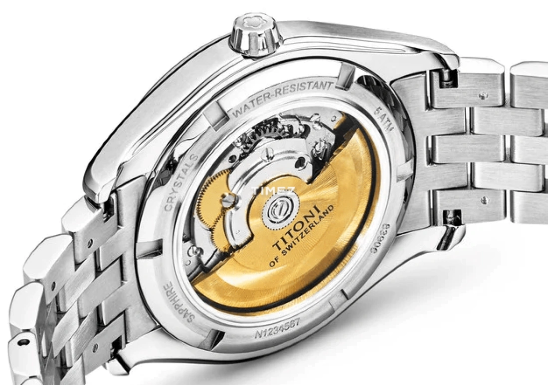 Titoni,AIRMASTER 40.50mm,40.50mm,Stainless Steel,Black,Automatic,Day,Sapphire,Crystal Glass,83906 S,83906 S-699