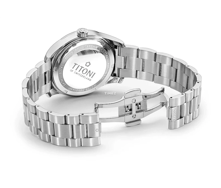 Titoni,AIRMASTER 39mm,39mm,Stainless Steel,Silver,Automatic,Day,Sapphire,Crystal Glass,83743 S,83743 S-581