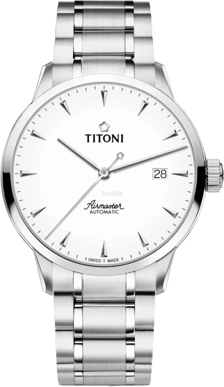 Titoni,AIRMASTER 40mm,40mm,Stainless Steel,White,Automatic,Day,Sapphire,Crystal Glass,83733 S,83733 S-583