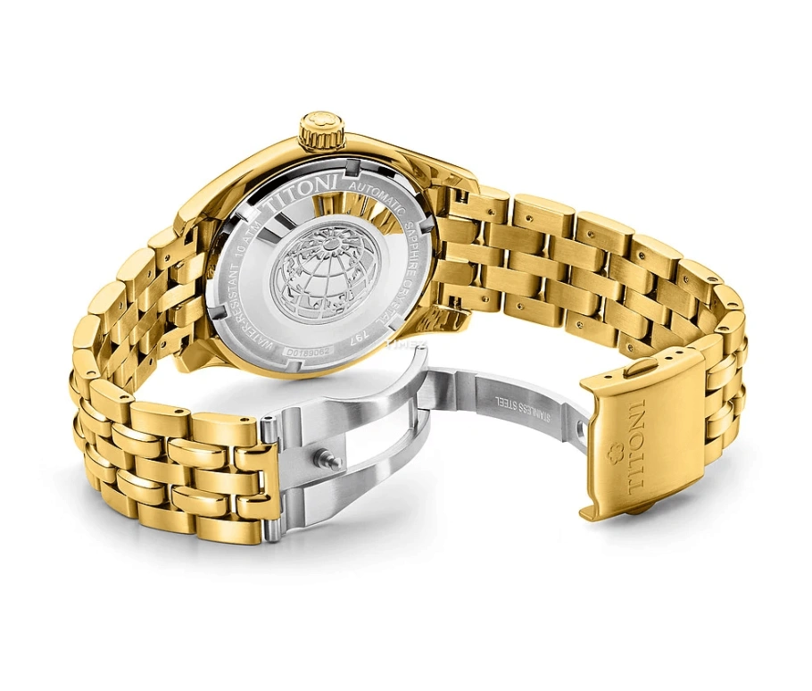 Titoni,COSMO 40mm,40mm,Yellow Gold,Champagne,Automatic,Date,Day,797 G,797 G-DB-306