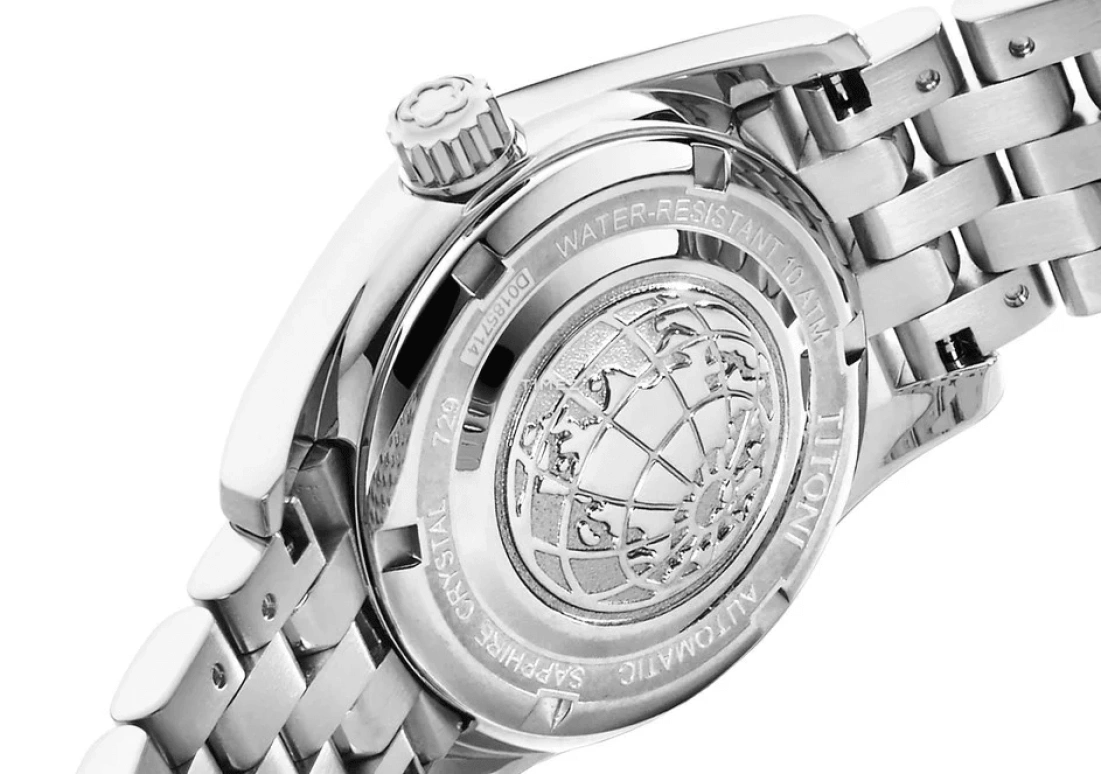 Titoni,COSMO 27mm,27mm,Stainless Steel,White,Automatic,Day,Sapphire,Crystal Glass,729 S,729 S-307