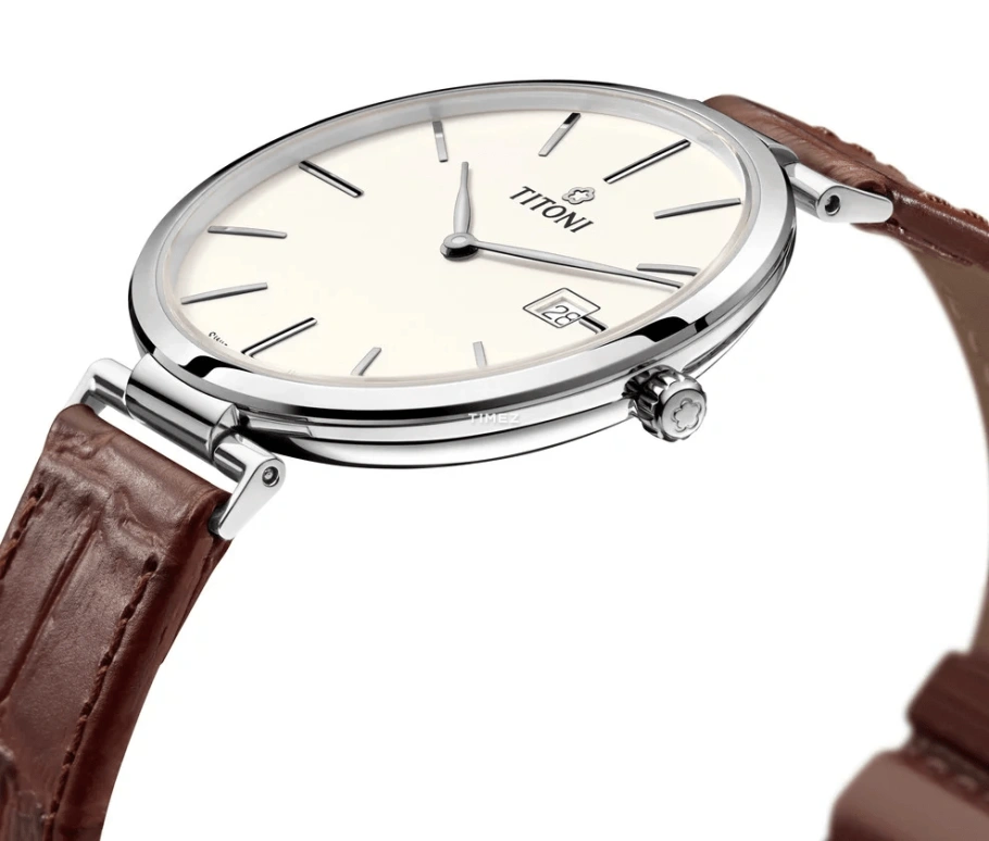 Titoni,SLENDERLINE 39mm,39mm,Stainless Steel,Silver,Quartz,Day,Sapphire,Crystal Glass,82718 S,82718 S-ST-606